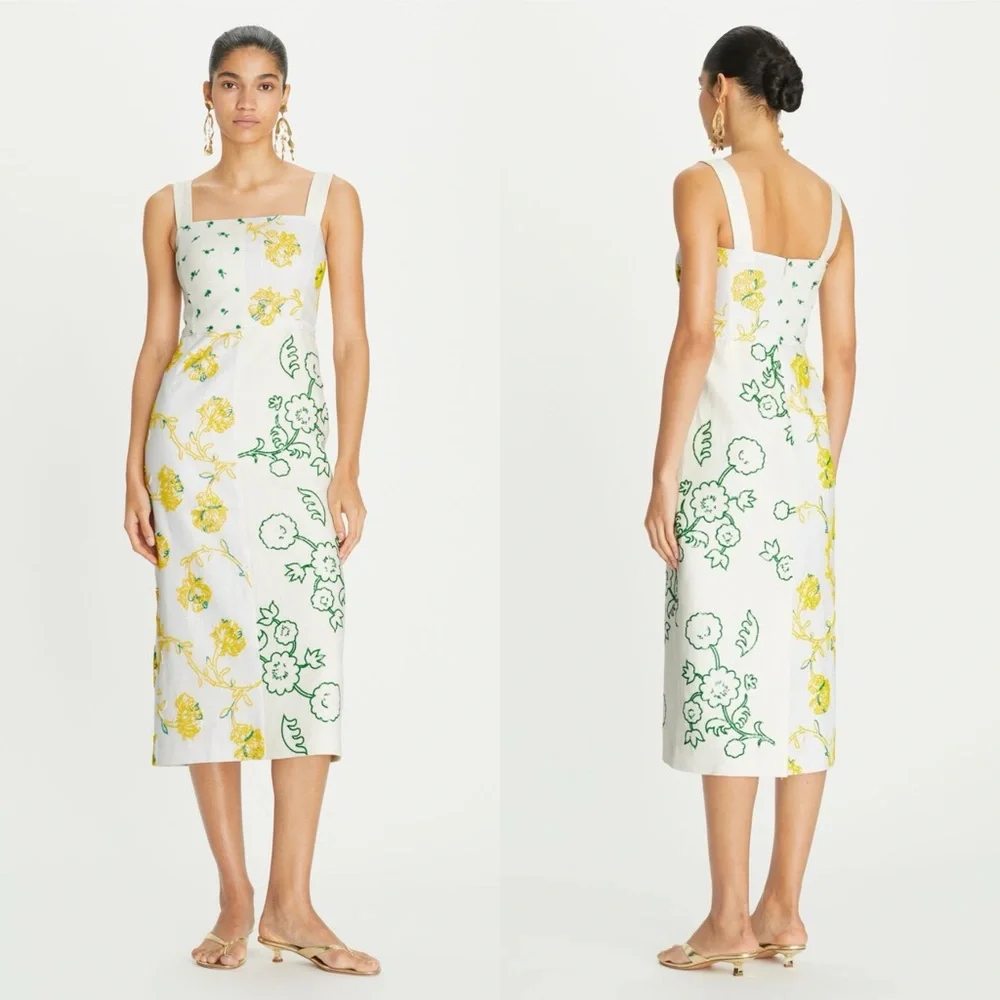 NWT TORY BURCH Embellished Dress in Linen $1,798 2